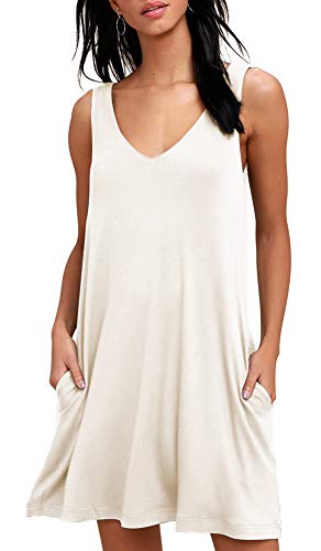 BISHUIGE Women Summer Casual T Shirt Dresses Beach Cover up Plain Tank Dress at Amazon Womenâs Clothing store: