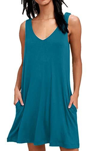 BISHUIGE Women Summer Casual T Shirt Dresses Beach Cover up Plain Tank Dress at Amazon Womenâs Clothing store: