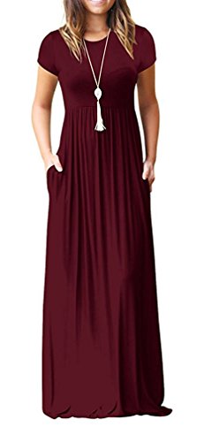 Viishow Women's Short Sleeve Loose Plain Maxi Dresses Casual Long Dresses with Pockets at Amazon Womenâs Clothing store: