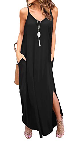 GRECERELLE Women's Summer Casual Loose Dress Beach Cover Up Long Cami Maxi Dresses with Pocket at Amazon Womenâs Clothing store: