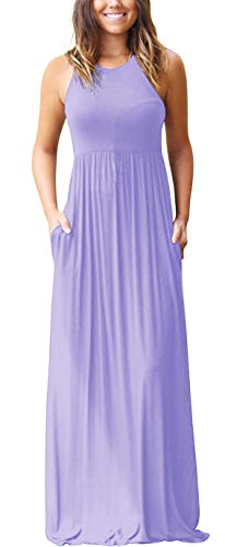 GRECERELLE Women's Sleeveless Racerback Loose Plain Maxi Dresses Casual Long Dresses with Pockets at Amazon Womenâs Clothing store: