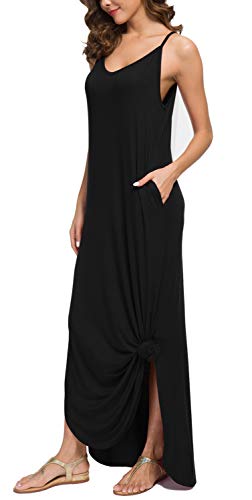 GRECERELLE Women's Summer Casual Loose Dress Beach Cover Up Long Cami Maxi Dresses with Pocket at Amazon Womenâs Clothing store: