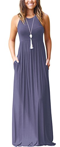 GRECERELLE Women's Sleeveless Racerback Loose Plain Maxi Dresses Casual Long Dresses with Pockets at Amazon Womenâs Clothing store: