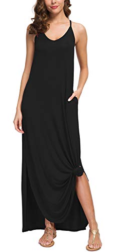 GRECERELLE Women's Summer Casual Loose Dress Beach Cover Up Long Cami Maxi Dresses with Pocket at Amazon Womenâs Clothing store: