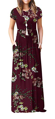 Viishow Women's Short Sleeve Loose Plain Maxi Dresses Casual Long Dresses with Pockets at Amazon Womenâs Clothing store: