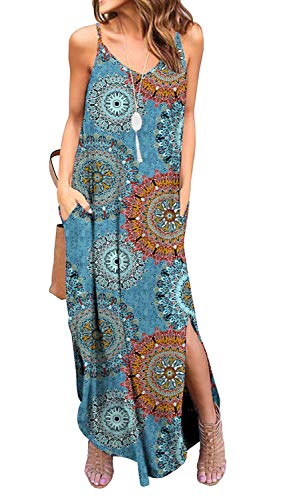 GRECERELLE Women's Summer Casual Loose Dress Beach Cover Up Long Cami Maxi Dresses with Pocket at Amazon Womenâs Clothing store: