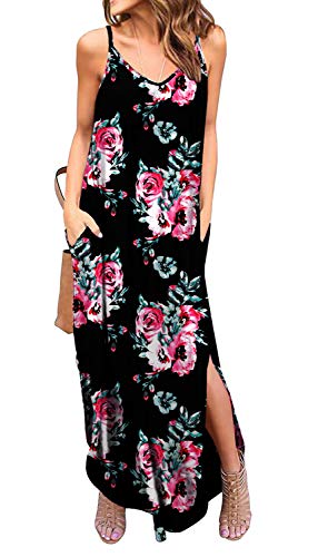 GRECERELLE Women's Summer Casual Loose Dress Beach Cover Up Long Cami Maxi Dresses with Pocket at Amazon Womenâs Clothing store: