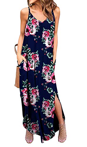 GRECERELLE Women's Summer Casual Loose Dress Beach Cover Up Long Cami Maxi Dresses with Pocket at Amazon Womenâs Clothing store: