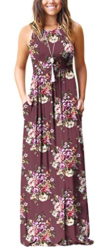 GRECERELLE Women's Sleeveless Racerback Loose Plain Maxi Dresses Casual Long Dresses with Pockets at Amazon Womenâs Clothing store: