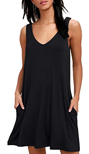 BISHUIGE Women Summer Casual T Shirt Dresses Beach Cover up Plain Tank Dress at Amazon Womenâs Clothing store: