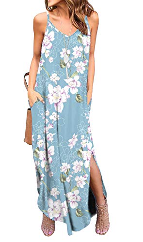 GRECERELLE Women's Summer Casual Loose Dress Beach Cover Up Long Cami Maxi Dresses with Pocket at Amazon Womenâs Clothing store: