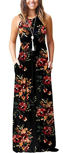 GRECERELLE Women's Sleeveless Racerback Loose Plain Maxi Dresses Casual Long Dresses with Pockets at Amazon Womenâs Clothing store: