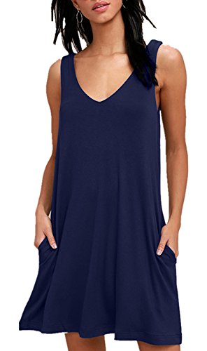 BISHUIGE Women Summer Casual T Shirt Dresses Beach Cover up Plain Tank Dress at Amazon Womenâs Clothing store: