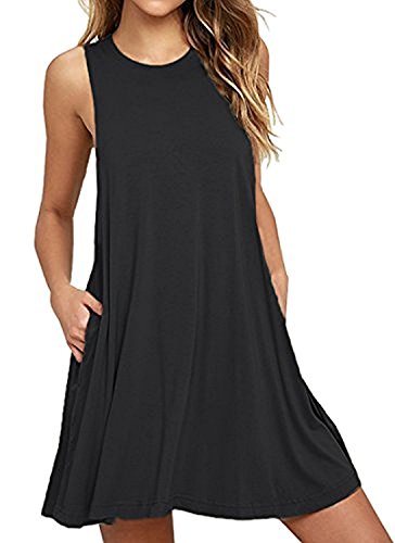 BISHUIGE Women Summer Casual T Shirt Dresses Beach Cover up Plain Tank Dress at Amazon Womenâs Clothing store: