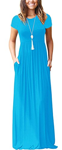 Viishow Women's Short Sleeve Loose Plain Maxi Dresses Casual Long Dresses with Pockets at Amazon Womenâs Clothing store: