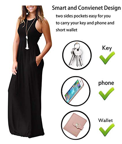 GRECERELLE Women's Sleeveless Racerback Loose Plain Maxi Dresses Casual Long Dresses with Pockets at Amazon Womenâs Clothing store: