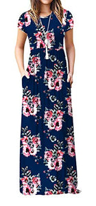 Viishow Women's Short Sleeve Loose Plain Maxi Dresses Casual Long Dresses with Pockets at Amazon Womenâs Clothing store: