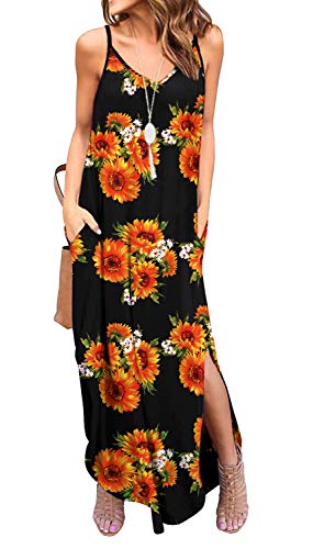 GRECERELLE Women's Summer Casual Loose Dress Beach Cover Up Long Cami Maxi Dresses with Pocket at Amazon Womenâs Clothing store: