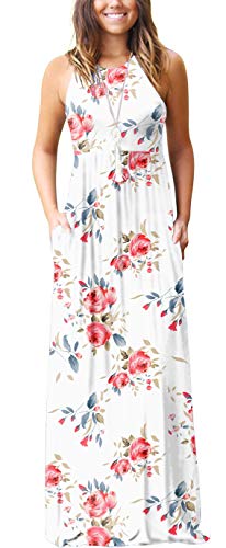 GRECERELLE Women's Sleeveless Racerback Loose Plain Maxi Dresses Casual Long Dresses with Pockets at Amazon Womenâs Clothing store: