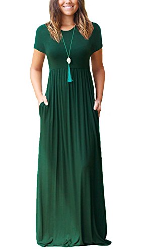 Viishow Women's Short Sleeve Loose Plain Maxi Dresses Casual Long Dresses with Pockets at Amazon Womenâs Clothing store: