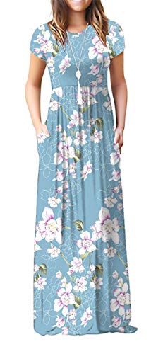 Viishow Women's Short Sleeve Loose Plain Maxi Dresses Casual Long Dresses with Pockets at Amazon Womenâs Clothing store: