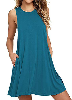 BISHUIGE Women Summer Casual T Shirt Dresses Beach Cover up Plain Tank Dress at Amazon Womenâs Clothing store: