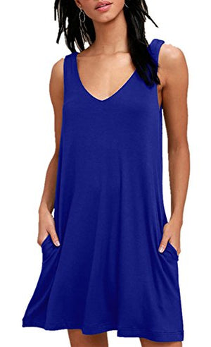 BISHUIGE Women Summer Casual T Shirt Dresses Beach Cover up Plain Tank Dress at Amazon Womenâs Clothing store: