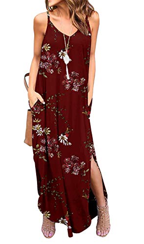 GRECERELLE Women's Summer Casual Loose Dress Beach Cover Up Long Cami Maxi Dresses with Pocket at Amazon Womenâs Clothing store: