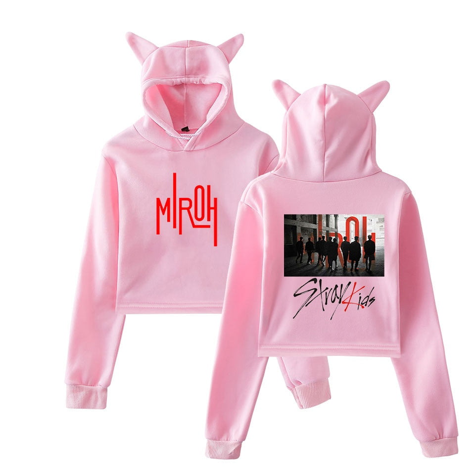 stray kids MIROH Hoodies Sweatshirt Women Cat Ear Cute Logo 2019 NEW Album Lady's Soft Fashion Harajuku Streetwear Sweatshirts