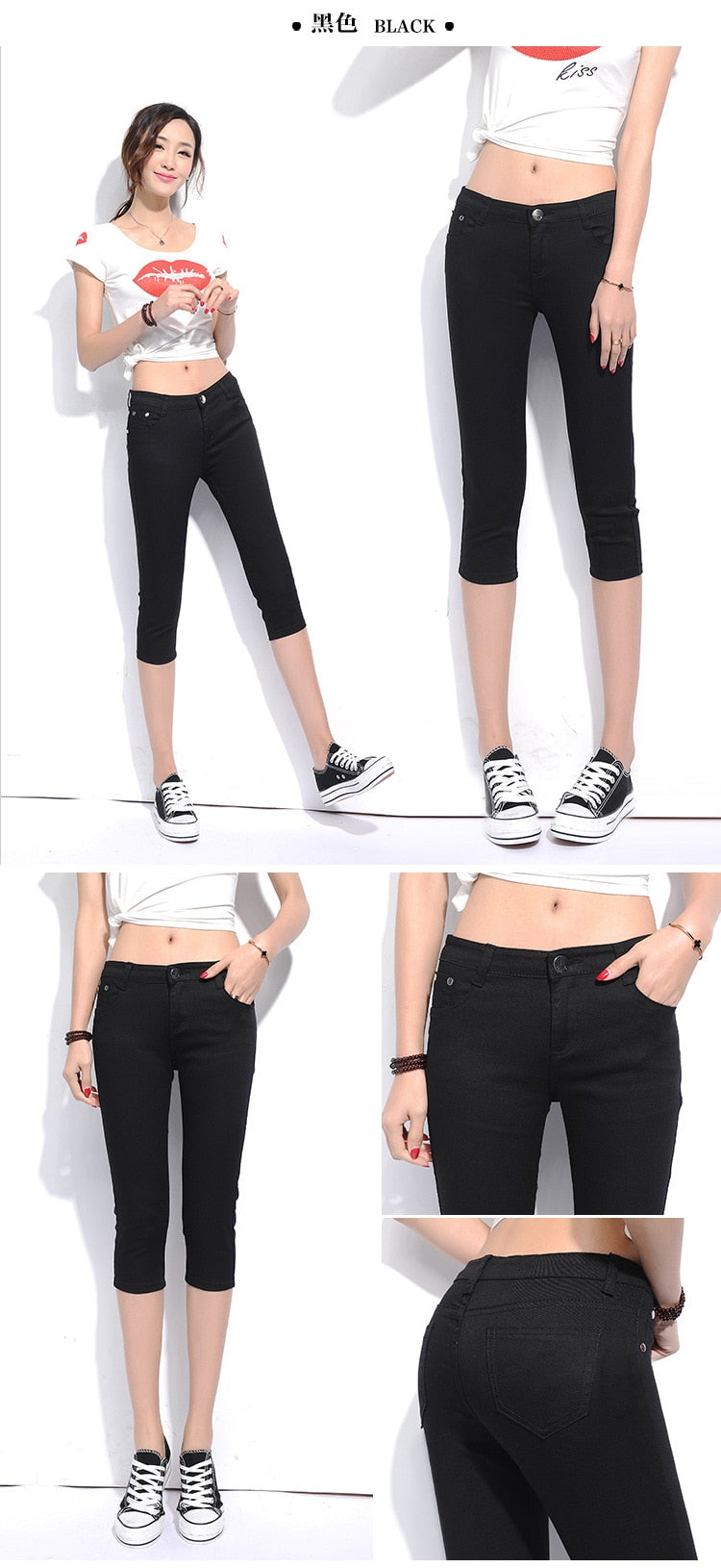 2019 Summer Women Casual Skinny Capris Jeans Trousers Female Stretch Mid Elastic Calf-Length Trousers Size Plus shorts Pants