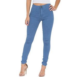 Eastdamo Slim Jeans For Women Skinny High Waist Jeans Woman Blue Denim Pencil Pants Stretch Waist Women Jeans Pants Plus Size