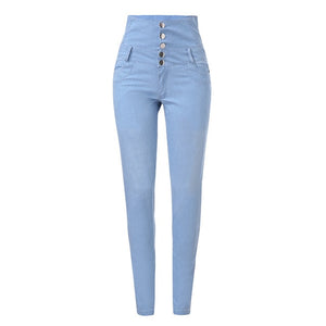 Women Autumn Elastic ButtoPlus Loose soft and comfortable Hole Denim Casual Small Feet Cropped Jeans L50/0130