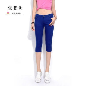 2019 Summer Women Casual Skinny Capris Jeans Trousers Female Stretch Mid Elastic Calf-Length Trousers Size Plus shorts Pants