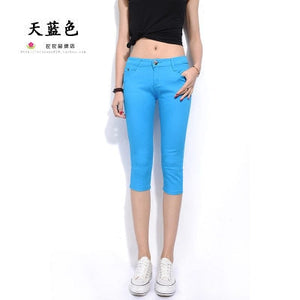 2019 Summer Women Casual Skinny Capris Jeans Trousers Female Stretch Mid Elastic Calf-Length Trousers Size Plus shorts Pants