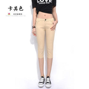 2019 Summer Women Casual Skinny Capris Jeans Trousers Female Stretch Mid Elastic Calf-Length Trousers Size Plus shorts Pants