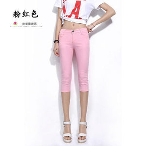 2019 Summer Women Casual Skinny Capris Jeans Trousers Female Stretch Mid Elastic Calf-Length Trousers Size Plus shorts Pants