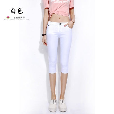 2019 Summer Women Casual Skinny Capris Jeans Trousers Female Stretch Mid Elastic Calf-Length Trousers Size Plus shorts Pants