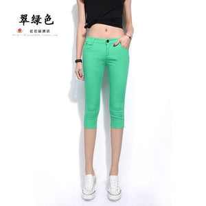 2019 Summer Women Casual Skinny Capris Jeans Trousers Female Stretch Mid Elastic Calf-Length Trousers Size Plus shorts Pants