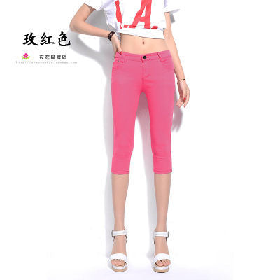 2019 Summer Women Casual Skinny Capris Jeans Trousers Female Stretch Mid Elastic Calf-Length Trousers Size Plus shorts Pants