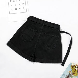 Black Jeans Shorts  Nv Xia New Style 2019  Chaozhou version is super high waist and slim  A-shaped hot pants for loose outfits