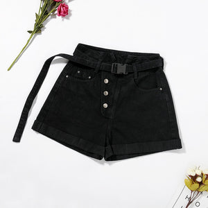 Black Jeans Shorts  Nv Xia New Style 2019  Chaozhou version is super high waist and slim  A-shaped hot pants for loose outfits